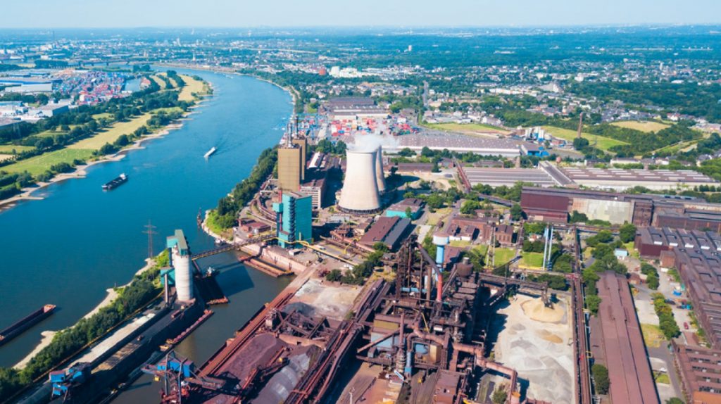 Luftbild Duisburg am Rhein mit Stahlwerk